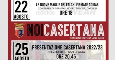 La Casertana verrà’ presentata il 25 Agosto al Belvedere di San Leucio