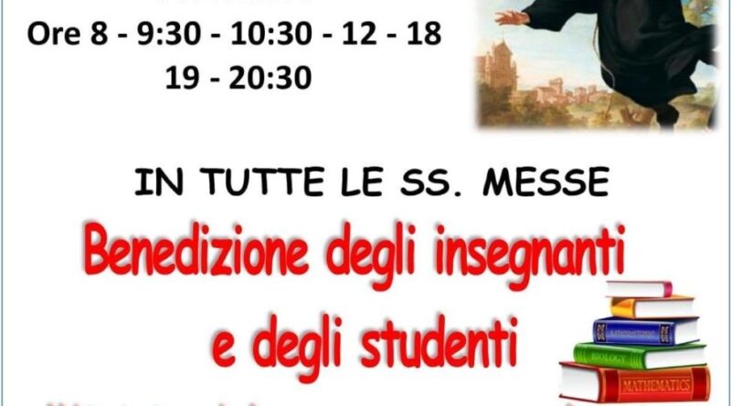 Caserta/ Benedizione degli insegnanti e degli studenti durante le celebrazioni di domani nella parrocchia N.S. di Lourdes