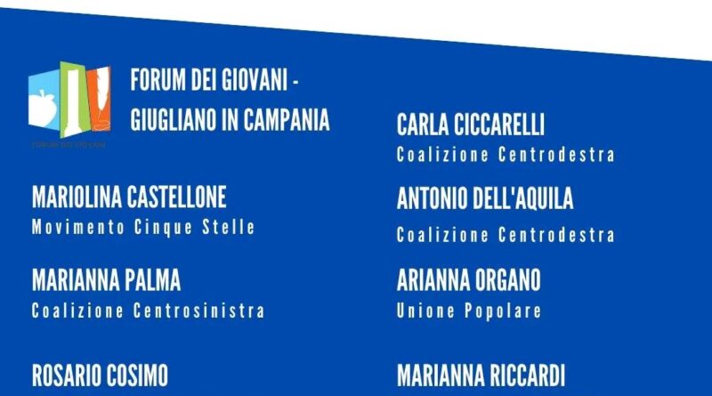 Forum dei Giovani – Giugliano in Campania – tutti i candidati del territorio invitati ad un confronto pubblico con l’evento “Verso il 25 Settembre”