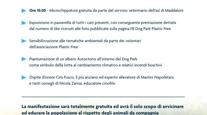 Microchip gratuita e gara canina al dog park. Evento gratuito aperto a tutti