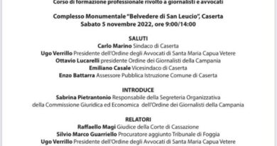 La riforma della Giustizia e le professioni giornalistica e forense.Sabato 5 novembre, presso il Belvedere di S. Leucio