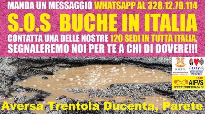 Troppe buche sulle strade d’Italia, situazione allarmante in Campania. E il meteo non aiuta.