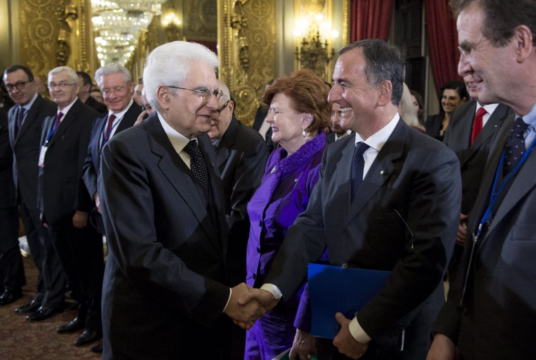 Foto Ufficio Stampa Quirinale/Paolo Giandotti/LaPressepolitica27 01 2016 Roma Il Presidente della Repubblica Sergio Mattarella nel corso dell’incontro con il Presidente della Società Italiana per l’Organizzazione Internazionale – SIOI, Franco Frattini, unitamente a una delegazione di Capi di Stato e di Governo, in occasione del dialogo interreligioso e interculturale, oggi 27 gennaio 2016 (Foto di Paolo Giandotti – Ufficio per la Stampa e la Comunicazione della Presidenza della Repubblica)DISTRIBUTION FREE OF CHARGE – NOT FOR SALE