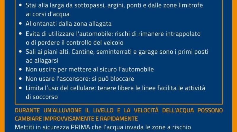 Come comportarsi in caso di alluvione