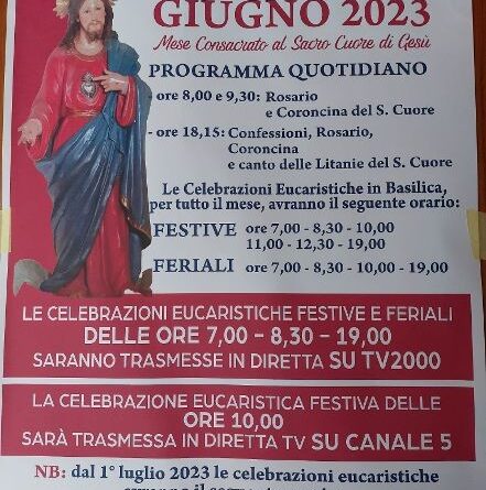 Giugno 2023: Le celebrazioni eucaristiche nella Basilica di San Sossio L. e M. in diretta su TV 2000 e Canale 5