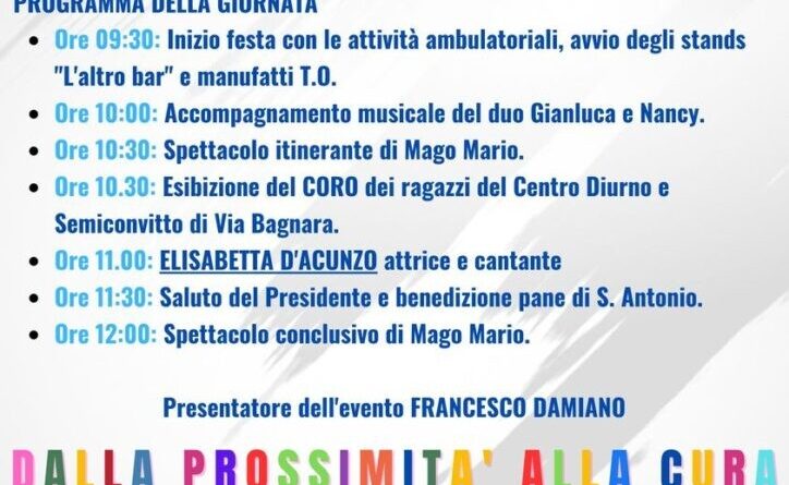 Seconda Edizione della Festa dell’Antoniano di Ercolano “Dalla prossimità alla cura del prossimo”