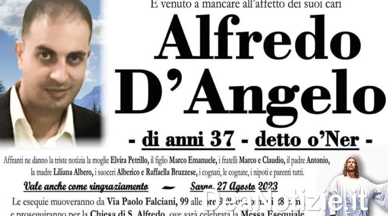 Sarno (SA) – Ciao al 37enne Alfredo D’Angelo