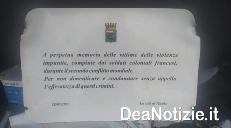 Viterbo, divelta la targa in ricordo delle donne violentate nel 1943-1944