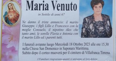 Villafranca Tirrena – Ciao alla 67enne Maria Venuto