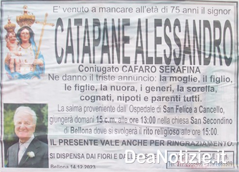 Bellona – Ciao al 75enne Alessandro Catapane