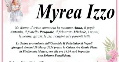 Piedimonte Matese – Ciao alla 26enne Myrea Izzo