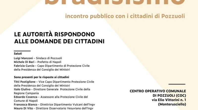 Bradisismo, incontro pubblico con i cittadini di Pozzuoli