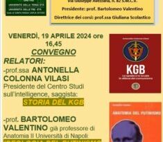 DOMANI ALLA UNIVERSITA’ DELLE TRE ETA’ SI PARLERA’ DI KGB CON BARTOLOMEO VALENTINO E ANTONELLA COLONNA VILLASI