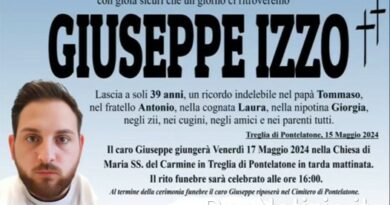 Treglia di Pontelatone (CE) – Ciao al 39enne Giuseppe Izzo