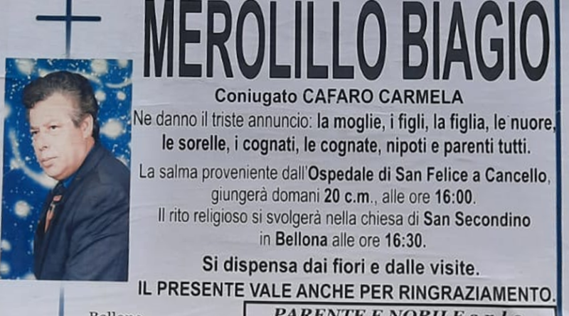 Bellona – Ciao al 75enne Biagio Merolillo