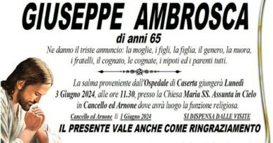 Cancello ed Arnone – Ciao al 65enne Giuseppe Ambrosca