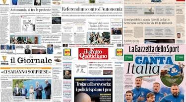 LE PRIME PAGINE DEI QUOTIDIANI DI OGGI E LA RASSEGNA STAMPA