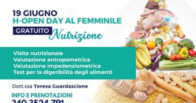 NUTRIZIONE DELLE DONNE, OPEN DAY GRATUITO MERCOLEDÌ 19 A VILLA FIORITA DI CAPUA.