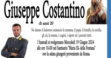 Torremaggiore (FG) – Ciao al 29enne Giuseppe Costantino