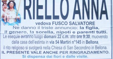 Bellona – Aggiornamento sulla nascita al Cielo della 91enne Anna Riello