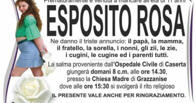 Grazzanise – Ciao all’11enne Rosa Esposito