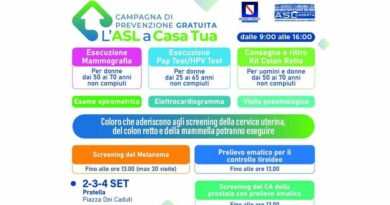 “L’ ASL a CASA TUA”, scopri le tappe di settembre per non perdere le nuove opportunità di fare prevenzione