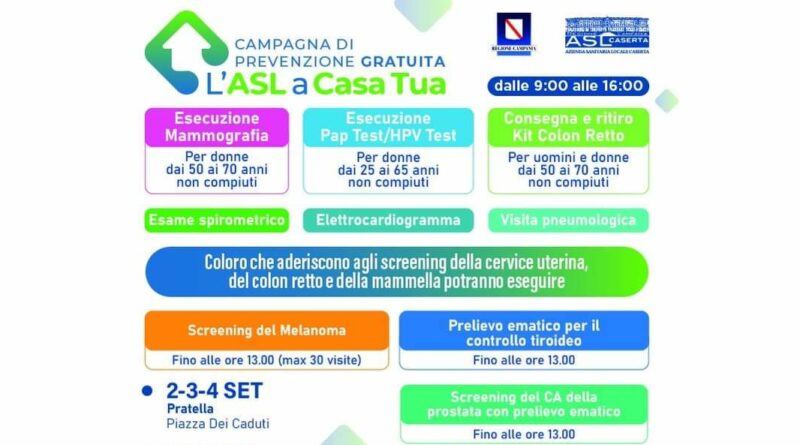 “L’ ASL a CASA TUA”, scopri le tappe di settembre per non perdere le nuove opportunità di fare prevenzione