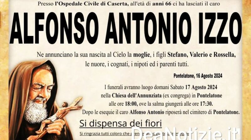 Pontelatone – Ciao al 66enne Alfonso Antonio Izzo