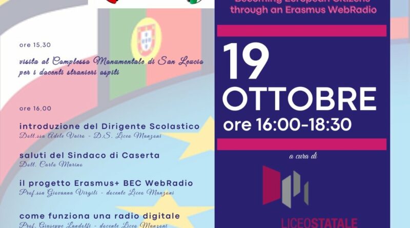 Al Belvedere di San Leucio il progetto Erasmus+ KA220 dal titolo “Becoming European Citizens through a Web Radio”.