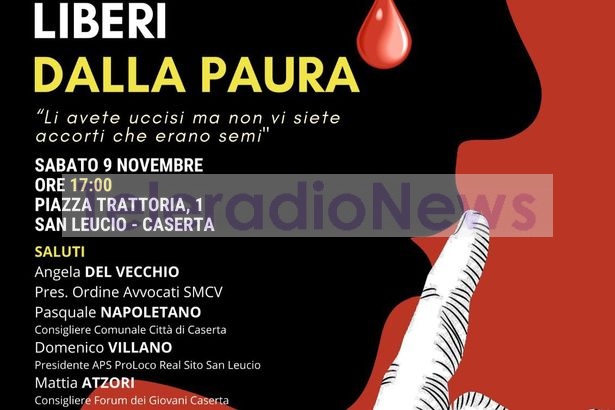 Caserta. ‘Liberi dalla Paura’: il 9 novembre dibattito presso ProLoco ‘Real Sito’ di San Leucio