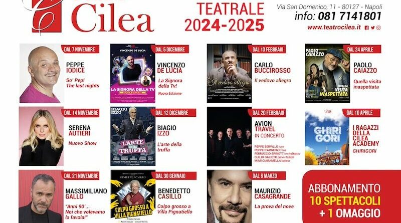 Teatro Cilea di Napoli: continua la Campagna Abbonamenti per la Stagione Teatrale 2024-2025. Posti ancora disponibili! Un viaggio emozionante tra prosa e musica, con spettacoli imperdibili.