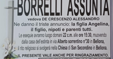 Bellona – Ciao all’88enne Assunta Borrelli